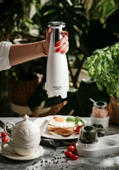 Online Adler suola- ja pippurimylly elektroninen valkoinen