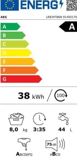 Hot Aeg pesukone LR834T86N PowerCare 8 kg