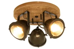 Aneta Lighting kattospotti Alaska 3-os. antiikkipuu/raudanharmaa*