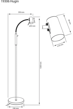 Sale Aneta Lighting lattiavalaisin Hugin musta