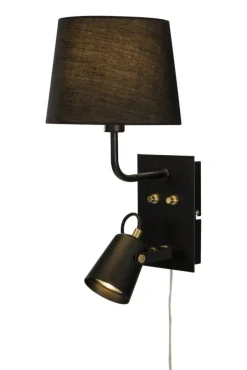 Aneta Lighting seinävalaisin Metz kangasvarjostimella musta/* Outlet