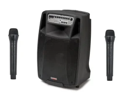 kannettava akkukäyttöinen 15" aktiivikaiutin & 2 mikrofonia*AudioDesignPRO Discount