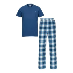 Outlet Black Horse flanellipyjama N046 Navy - white check