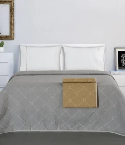 Aamu päiväpeite 2-puoleinen 260x260cm harmaa/l.valkoinen*Create Home Clearance