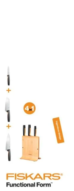 Outlet Fiskars Functional Form veitsitukki bambu (sis. 3 veistä)