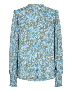 Online Freequent pusero FqAdney-blouse Deep Lichen green w. chamberay blue