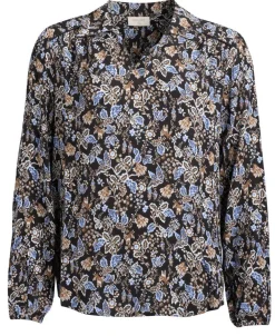 Hot Freequent pusero FqLovy-blouse Black w. Wedgewood / Musta-Sininen