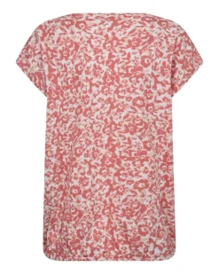 New Freequent t-paita FqSeline-Tee Brillaint white w. Georgia peach / punainen