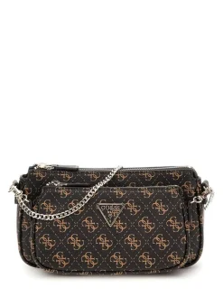 Guess laukku Bro Noelle Dbl Pouch Crossbody Bro Brown Logo