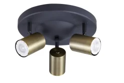 Clearance Heat kattospotti Gold Tube 3-osainen pyöreä kulta-musta