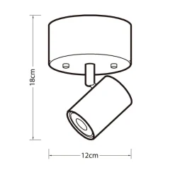 kattospotti Gold Tube 1-osainen kulta-musta*Heat New