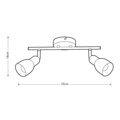 kattospotti Soffe 2-osainen tanko harjattu teräs*Heat Hot