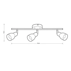kattospotti Soffe 3-osainen tanko harjattu teräs*Heat Hot