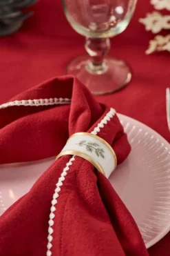 lautasliina Dagmar punainen valkoisin tikkauksin*IB Laursen New