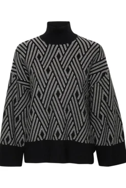 Outlet InWear neule GitteIW Jacquard pullover Black /White 300027