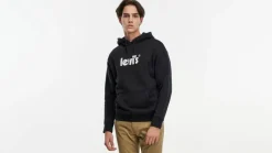 Hot Levi's collegehuppari Relaxed Graphic PO 0079 Poster Hoodie Caviar