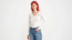 Online Levi's t-paita A4891-0001 LS VNeck Baby Tee 0001 white