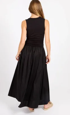 New Little Mistress mekko Black Cotton Maxi Musta