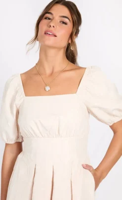 Outlet Little Mistress mekko Cream Leaf Midaxi KERMA