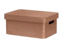 puulaatikko kannella 30x21x13 cm ruskea*4Living Clearance