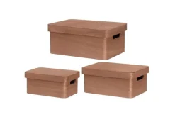 puulaatikko kannella 30x21x13 cm ruskea*4Living Clearance