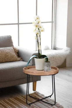 pöytä Jette Ø66 cm musta/puu*Mirrors and More Hot