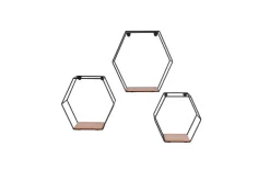 Sale Mirrors and More seinähylly Chiara musta/puu 3-pack