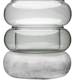 Rinkeli kynttilälyhty/maljakko harmaa 18,5 cm*Muurla Outlet