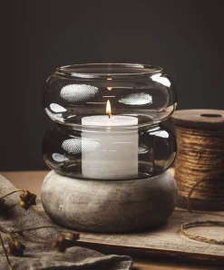 Rinkeli kynttilälyhty/maljakko harmaa 18,5 cm*Muurla Outlet