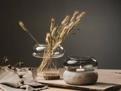 Rinkeli kynttilälyhty/maljakko harmaa 18,5 cm*Muurla Outlet