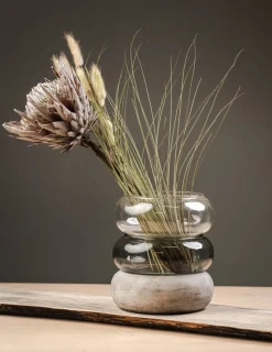 Rinkeli kynttilälyhty/maljakko harmaa 18,5 cm*Muurla Outlet