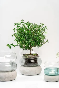 Rinkeli kynttilälyhty/maljakko harmaa 18,5 cm*Muurla Outlet