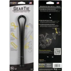 Clearance Nite Ize GearTie 18'' Rubber TwistTie 2 kpl musta