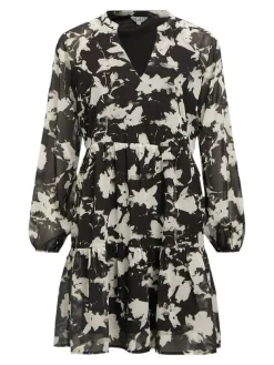 Clearance Object mekko Objgina Mila L/S Black AOP cloud dancer