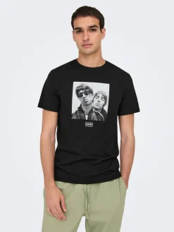 Sale Only & Sons t-paita Onsoasis Black Photo Print