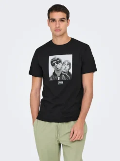Sale Only & Sons t-paita Onsoasis Black Photo Print