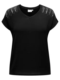 Online Only Carmakoma pusero Carlouisa Capsleeve Black sleeve studs