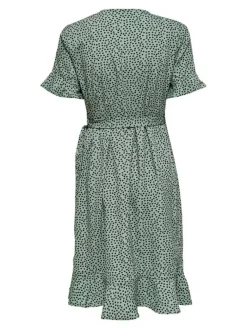 New Only mekko Onlolivia S/S Wrap Chinois green black spot