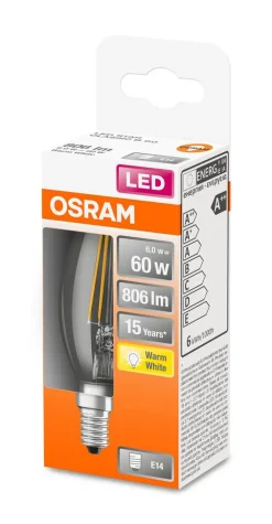 Clearance Osram LED kynttilälamppu 806lm 2700K E14