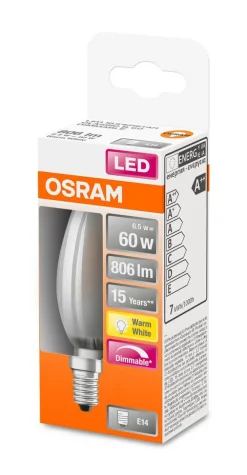 LED kynttilälamppu 806lm 2700K E14 DIM*Osram Discount