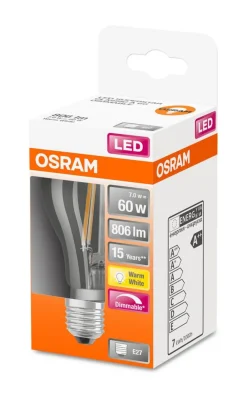 Outlet Osram LED vakiolamppu 806lm 2700K E27 DIM