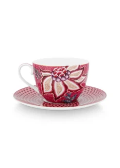 kuppi & aluslautanen Flower Festival 280 ml Dark*Pip Studio New