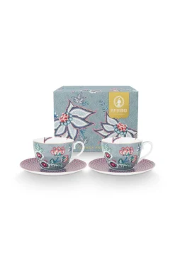 kuppi & aluslautanen Flower Festival 280 ml 2 kpl*Pip Studio New