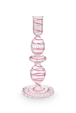 Outlet Pip Studio kynttilänjalka lasia Swirl S 20 cm Pink