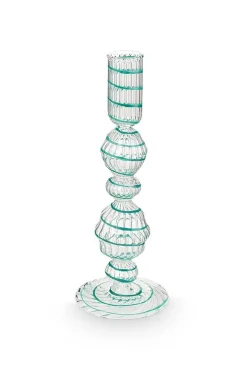 Outlet Pip Studio kynttilänjalka Swirl Light Blue M 22 cm