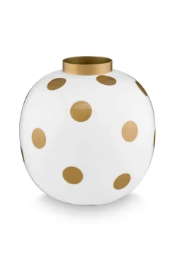 Outlet Pip Studio maljakko Metal Dots 23 cm White-Gold