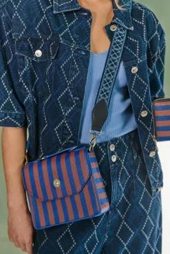 Hot Pip Studio olkalaukku Frances Small Stripe Blue 19x7x17,5 cm