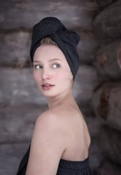 Online Rento hiuspyyhe Kenno 30x72 cm musta/harmaa