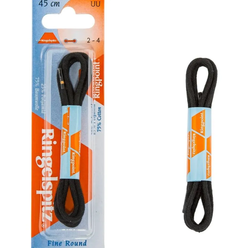 Discount Ringpoint kengännauhat pyöreä 45 cm, Musta