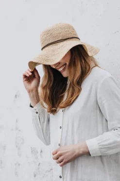 Outlet Salon hattu Straw Raffia Crochet Vaalea ruskea